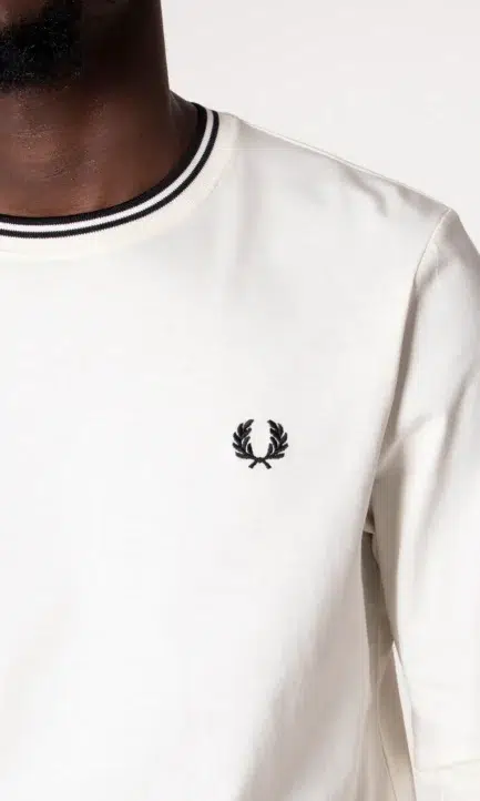 Fred Perry Μακρυμάνικη Λευκή Μακό Μπλούζα M9602
