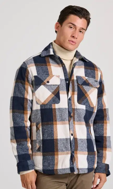 Funky Buddha Ανδρικό Relaxed Fit Overshirt Καρό Μπουφάν  FBM010-070-01