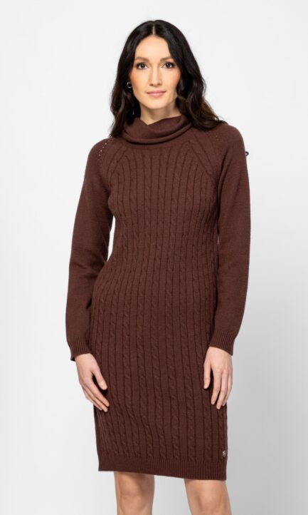 HEAVY TOOLS Heir Espresso Γυναικείο Πλεκτό Φόρεμα T54012