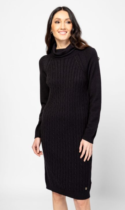 HEAVY TOOLS Heir Black Γυναικείο Πλεκτό Φόρεμα T54012