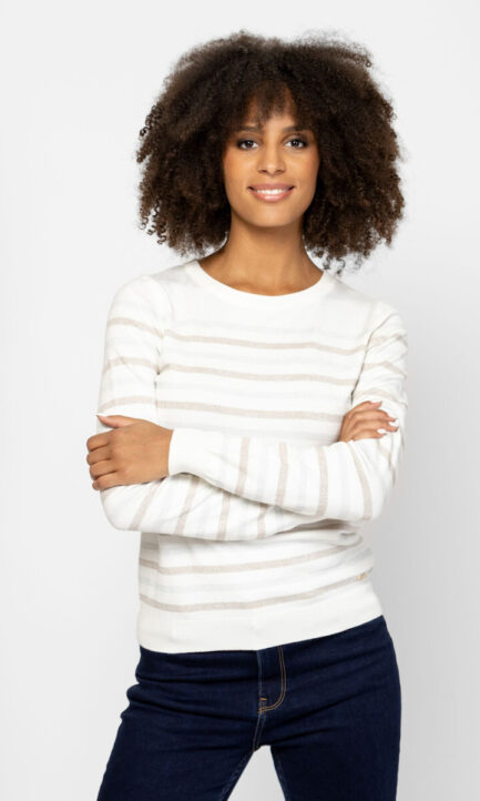HEAVY TOOLS Γυναικείο Πουλόβερ Ριγέ Εcru T53027W2501
