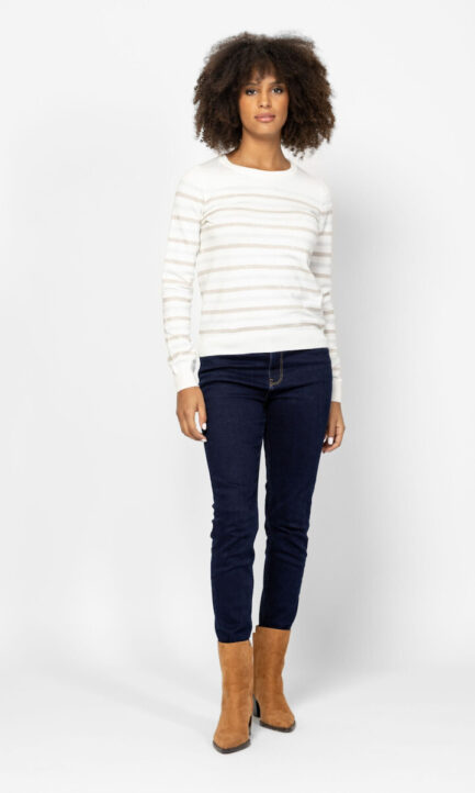 HEAVY TOOLS Γυναικείο Πουλόβερ Ριγέ Εcru T53027W2501