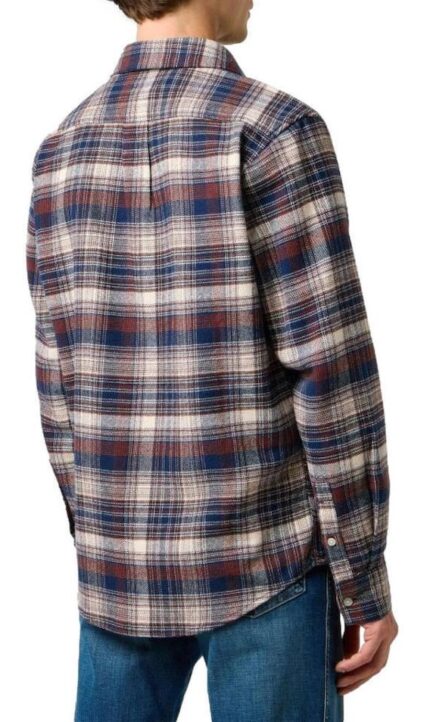 Wrangler Brushed1PKT Shirt Navy Ανδρικό Πουκάμισο 112371556