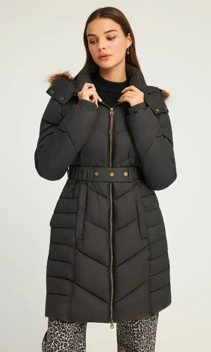 Funky Buddha Γυναικείο Καπιτονέ μακρύ puffer μπουφάν με κουκούλα FBL012-101-01