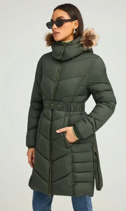 Funky Buddha Γυναικείο Καπιτονέ μακρύ puffer μπουφάν με κουκούλα FBL012-101-01