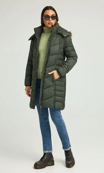 Funky Buddha Γυναικείο Καπιτονέ μακρύ puffer μπουφάν με κουκούλα FBL012-101-01