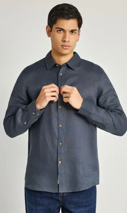 Funky Buddha Ανδρικό Λινό Πουκάμισο FBM013-001-05