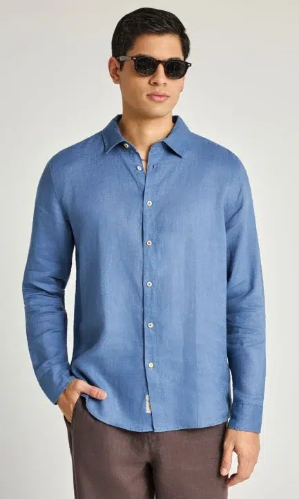 Funky Buddha Ανδρικό Λινό Πουκάμισο FBM013-001-05