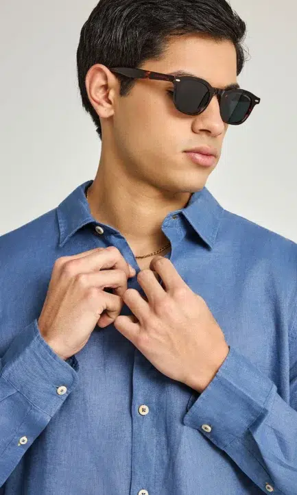 Funky Buddha Ανδρικό Λινό Πουκάμισο FBM013-001-05